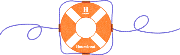 Illustration of a lifepreserver with the Houseboat Creative logomark on it.